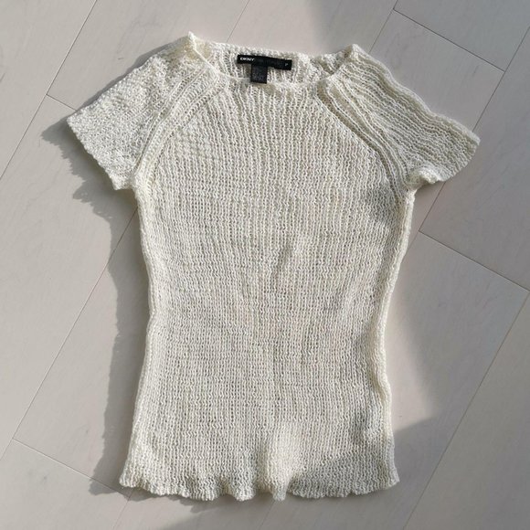 Dkny Tops - DKNY 100% cotton Mesh short sleeve sweater Vintage